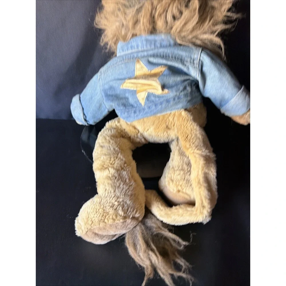 Macy's 1994 Vintage Bullocks Rowland Plush Lion Hand Puppet w/ Denim Jacket 25